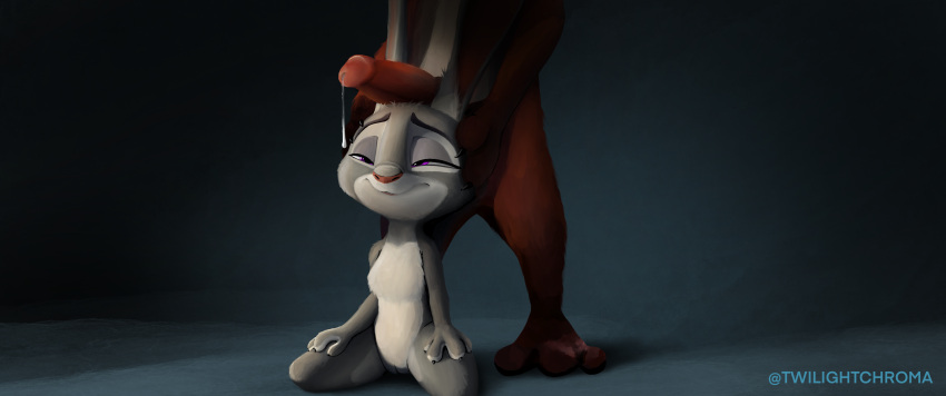 3_toes 4_fingers absurd_res anthro bodily_fluids breasts canid canine cum cum_drip digital_media_(artwork) disney dripping duo erection faceless_male featureless_breasts feet female fingers flat_chest fox fur genital_fluids genitals grey_body grey_fur hi_res judy_hopps kneeling lagomorph leporid lust male mammal nick_wilde no_nipples nude orange_body orange_fur penis photo_shoot purple_eyes rabbit simple_background sitting size_difference smile standing toes twilightchroma zootopia