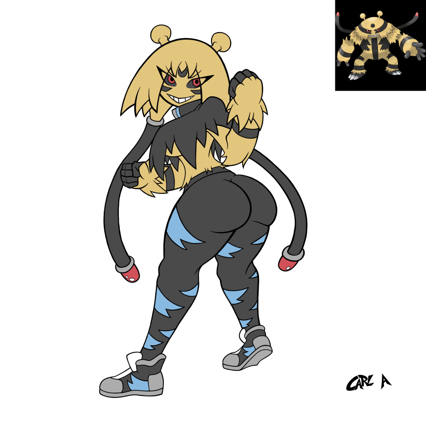 anthro big_butt bimbo bimbofication blonde_hair electivire female kiroxiii oc pokemon red_eyes watermark