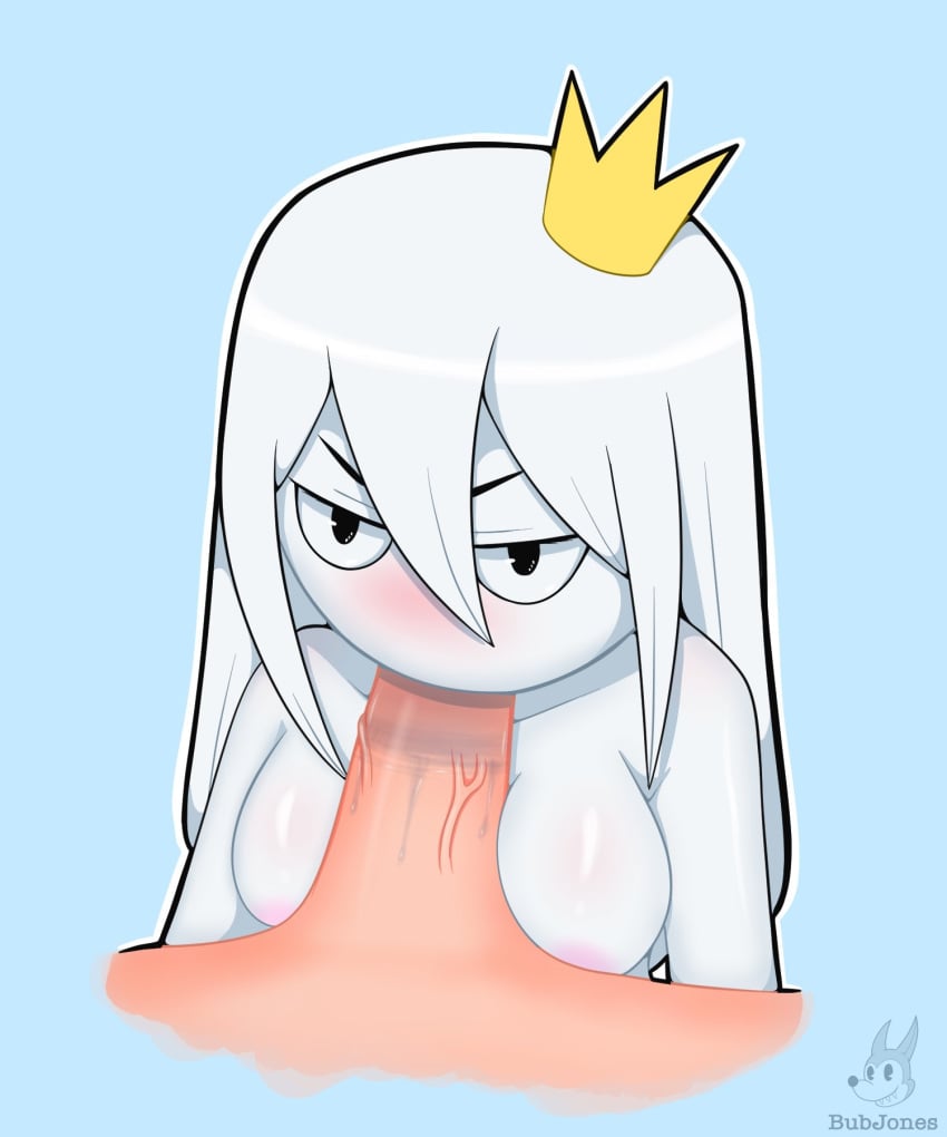 blush breast_on_penis breasts bubjones crown deep_blowjob disembodied_penis fellatio female looking_pleasured oral paizuri penis_in_mouth saliva saliva_trail signature tabbes titjob torso_shot white_hair white_skin youtube youtuber