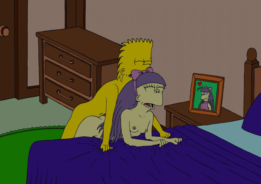 bart_simpson bow female human indoors male matt_groening_(style) mike4illyana nude sex sherri_mackleberry small_breasts straight tagme terri_mackleberry the_simpsons toony