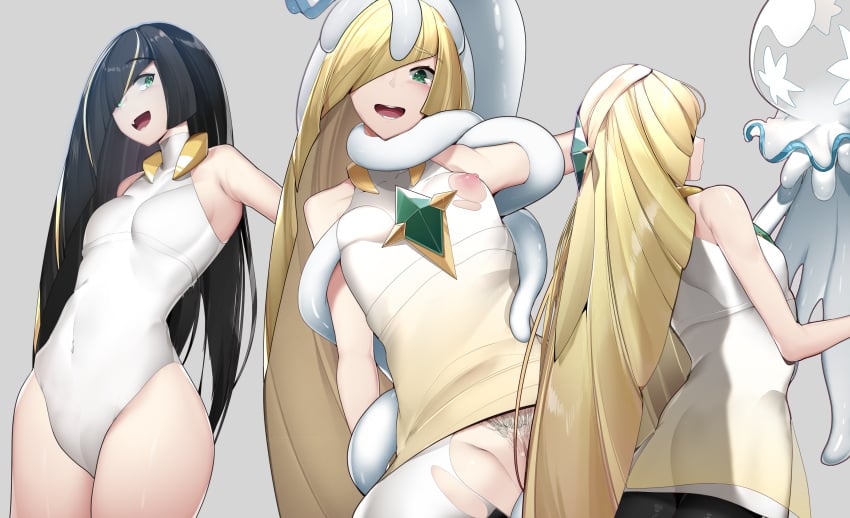 black_hair blonde_hair dark_hair evil_lusamine_(pokemon) game_freak lusamine_(pokemon) mother_beast_lusamine nihilego nintendo one_breast_out pokemon pokemon_sm sha_(amfil100) yuuyuu_(yuuki1771)