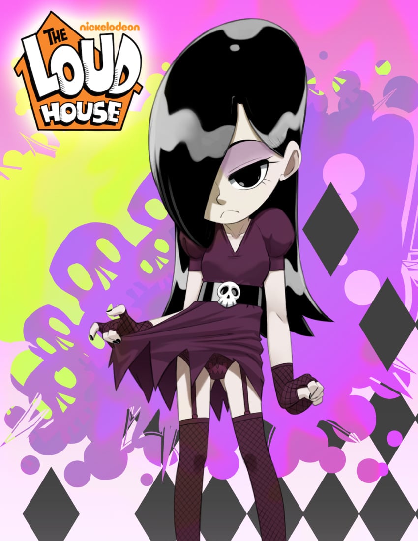 1girls goth goth_girl gothic_lolita haiku_(the_loud_house) hair_over_one_eye hazardhead69 nickelodeon panties showing_panties silent-sid_1992 skirt_lift skirt_lifted_by_self skirt_up the_loud_house