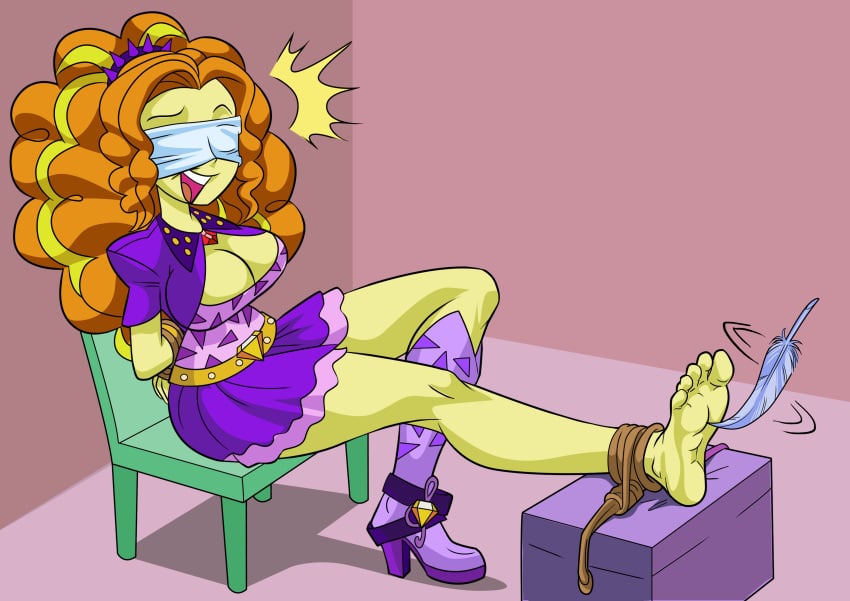 1girls adagio_dazzle arms_behind_back art-2u barefoot big_breasts blindfold bondage breasts chair cleavage equestria_girls feet feet_tied female femsub fetish foot_fetish foot_tickling friendship_is_magic hasbro hi_res highres laugh laughing miniskirt my_little_pony rainbow_rocks rope rope_bondage skirt solo solo_female submissive thighs tickle_torture tickling tickling_feet