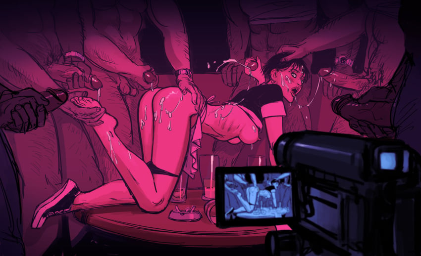 1girls 6boys all_fours au_(artist) being_filmed being_recorded being_undressed being_watched boli-blog bukkake camera carl_(artist) cigarette cum cum_all_over cum_in_hair cum_on_ass cum_on_body cum_on_breasts cum_on_face cum_on_feet cum_on_lower_body cum_trail erection exhibitionism exposed_ass exposed_breasts faceless_male female female_focus filming filming_sex gangbang hand_on_foot hand_on_head hand_on_penis holding_penis looking_at_camera maid maid_apron maid_uniform masturbation multiple_boys multiple_males natalia_(au) open_mouth orgy panties_down penis recording shirt_up short_hair sneakers surrounded_by_penises table tongue_out veiny_penis video_recording