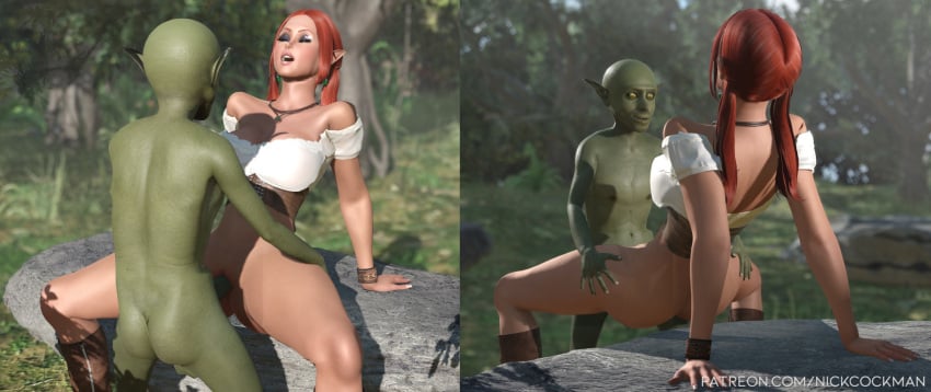 1boy 1boy1girl 1girls 3d ass bald cockman_pictures elf elf_ears elf_female female goblin goblin_male green_body green_skin humanoid interspecies larger_female legs long_ears long_hair male/female nick_cockman no_humans original_character original_characters partially_clothed penis pointy_ears pussy red_hair shirt shorter_male size_difference small_but_hung smaller_male straight taller_girl thick thick_legs thick_thighs vagina vaginal_penetration world_of_whorecraft