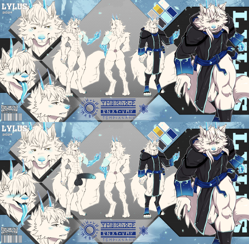 fluffy furry hi_res ice lazydez lylus magic magic_user male model_sheet muscular nwa0f refrence solo