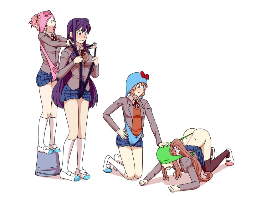 4girls articlecommand atomic_wedgie black_socks doki_doki_literature_club euf female female_only human humiliation knee_socks kneehighs kneesocks monika_(doki_doki_literature_club) multiple_girls natsuki_(doki_doki_literature_club) panties sayori_(doki_doki_literature_club) shoes skirt_lift socks socks_and_shoes thigh_socks thighhighs upskirt uwabaki vagina wedgie white_socks yuri_(doki_doki_literature_club)