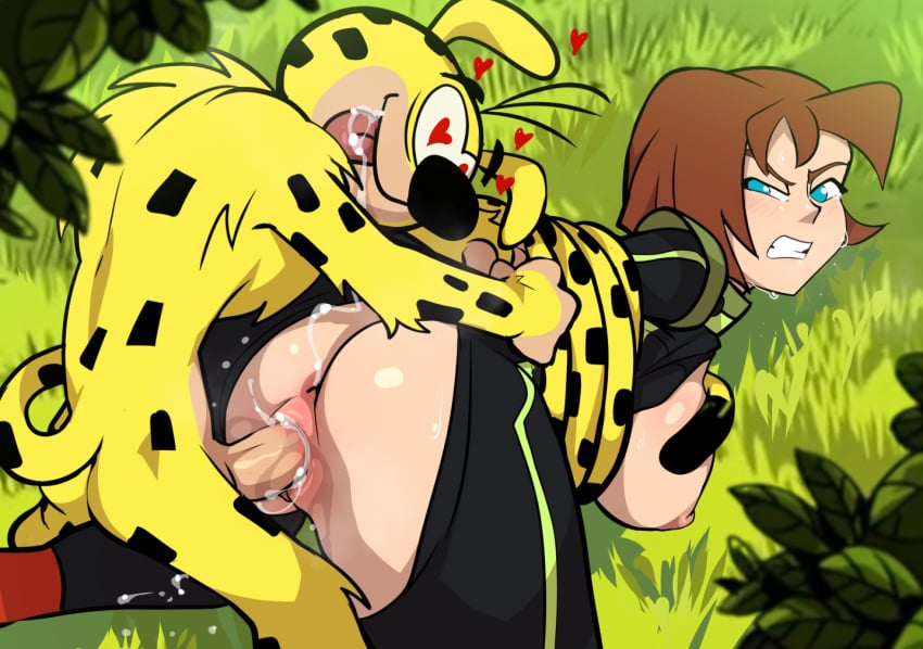 1girl 1girls angry anus areola areolae ass ass_grab boobs bound breasts doggy_style exposed_breasts exposed_pussy female furry heart heart-shaped_pupils human human_on_anthro humanoid_genitalia humanoid_penis in_love interspecies jcm2 marsupilami marsupilami_(series) medium_breasts nipples outdoor outdoor_sex outdoors outside outside_sex pussy pussy_ejaculation pussy_grip pussy_juice rape raped sex sex_from_behind sweat tits torn_clothes torn_clothing torn_legwear vagina vaginal vaginal_fluids vaginal_juices vaginal_penetration vaginal_sex woman