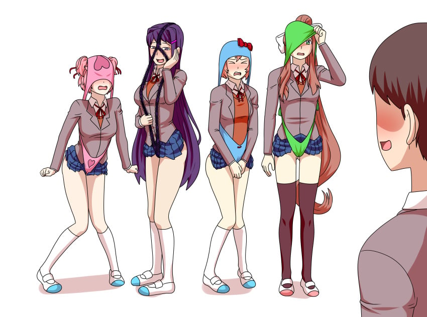 1boy 4girls articlecommand artist_request atomic_wedgie black_panties black_socks blue_panties blush bow_panties doki_doki_literature_club female green_panties hair_ribbon heart_panties human humiliation knee_socks kneehighs knees_together_feet_apart kneesocks long_hair male mc_(doki_doki_literature_club!) medium_breasts monika_(doki_doki_literature_club) multiple_girls natsuki_(doki_doki_literature_club) panties pink_panties sayori_(doki_doki_literature_club) school_uniform schoolgirl shoes short_hair skirt_lift socks socks_and_shoes thigh_socks thighhighs uwabaki wedgie white_socks yuri_(doki_doki_literature_club)