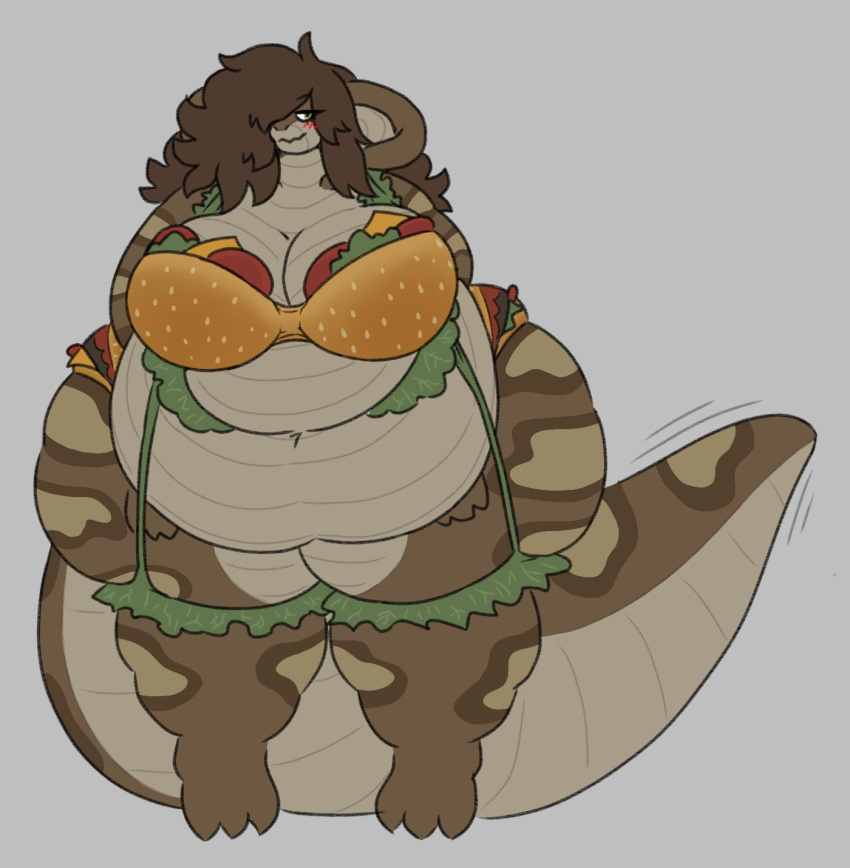 amelia_(mexifurfoof) anthro bbw big_ass big_breasts breasts chubby cobra cobra_hood female hamburger_lingerie huge_ass lingerie mexifurfoof obese obese_anthro obese_female overweight overweight_anthro overweight_female snake snake_girl snake_hood thick_thighs wide_hips