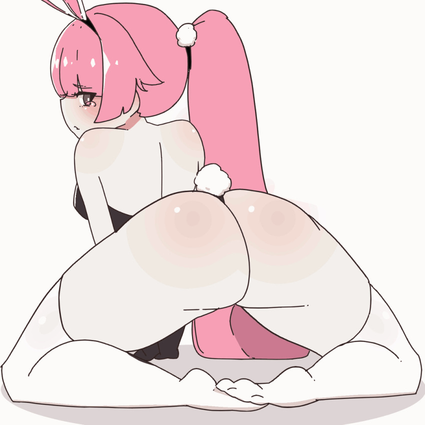 animated ass ass_shake big_ass bori_(artist) bouncing_ass bunny_ears bunny_tail bunnysuit female female_only girls'_frontline leotard looking_at_viewer looking_back ntw-20_(girls_frontline) pink_hair ponytail solo tears thighhighs thong_leotard twerking