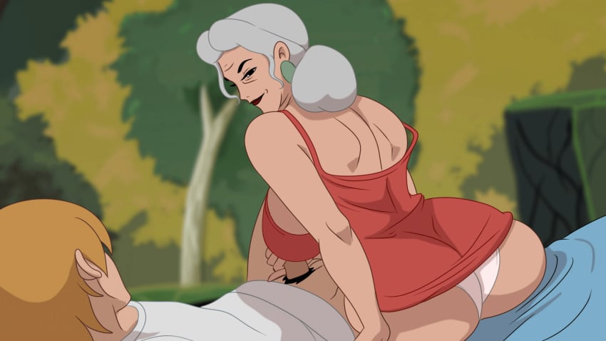 1boy 1girls animated big_ass big_breasts cheating discreenvision drunk female gilf grandma_diana_(discreenvision) grandmother handjob inusen male male/female milf older_female straight the_secret_of_the_house