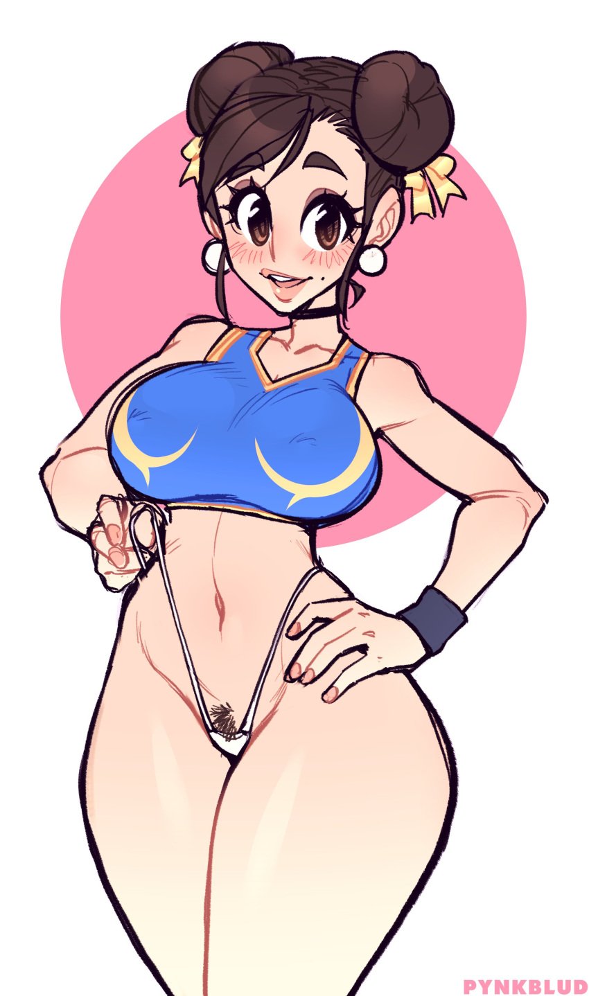 1girls big_breasts breasts chun-li female female_only large_breasts looking_at_viewer mrsteak pubic_hair solo street_fighter