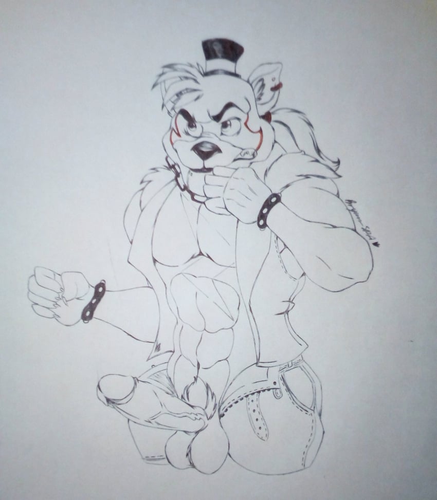 1boy 2021 5_fingers angry animatronic anthro balls bear big_penis bodypaint clothed clothing ear_piercing earrings facepaint five_nights_at_freddy's five_nights_at_freddy's:_security_breach fur glamrock_freddy_(fnaf) glamrock_freddy_(fury's_rage) half-closed_eyes hi_res long_penis looking_away machine male male_only moki_moki6923 muscles muscular muscular_male penis ponytail robot security_breach_fury's_rage sharp_teeth ursid vein veiny_penis video_games