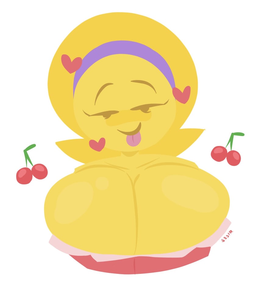 big_breasts breasts cherries cherry cleavage cleavage_overflow cupcake emoji emoji_(race) emoji_milf emojifam_(sssir8) female female_only huge_breasts large_breasts looking_at_viewer mature mature_female milf mob_face mother no_outlines slobbyslapper smile smiling smiling_at_viewer sssir sssir8 top_heavy yellow_body yellow_skin