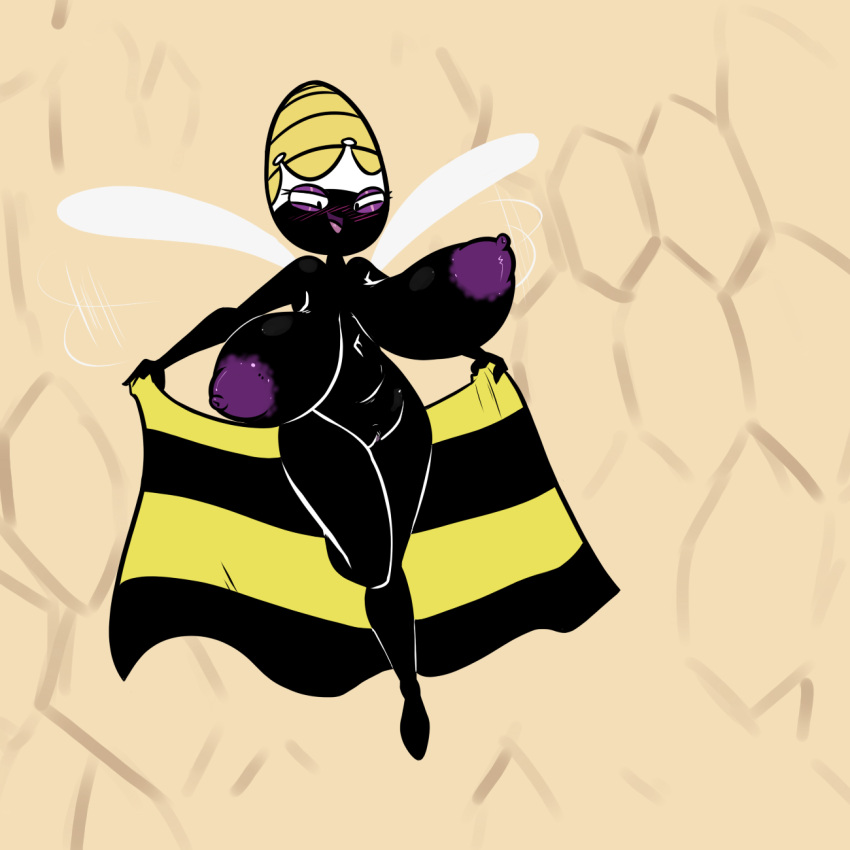 1:1 2020 anthro arthropod bee big_breasts breasts clothing eyeshadow female flying genitals half-closed_eyes hanna-barbera hi_res hymenopteran insects makeup narrowed_eyes nipples nude open_mouth presenting purple_eyeshadow purple_nipples pussy queen_bea secret_squirrel_show solo terrible_the_drawfag undressing wings