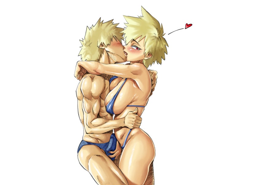 1boy 1boy1girl 1girls aarokira big_breasts bikini blonde_hair boner breast_on_chest breast_press erection_under_clothes female french_kiss hand_on_penis heart huge_breasts incest katsuki_bakugou kissing large_breasts looking_at_viewer male male/female milf mitsuki_bakugou mother mother_and_son muscular muscular_male my_hero_academia older_female older_woman_and_younger_boy penis_grab revealing_swimsuit rubbing_penis shounen_jump spiky_hair straight thong tongue_kiss underwear younger_male