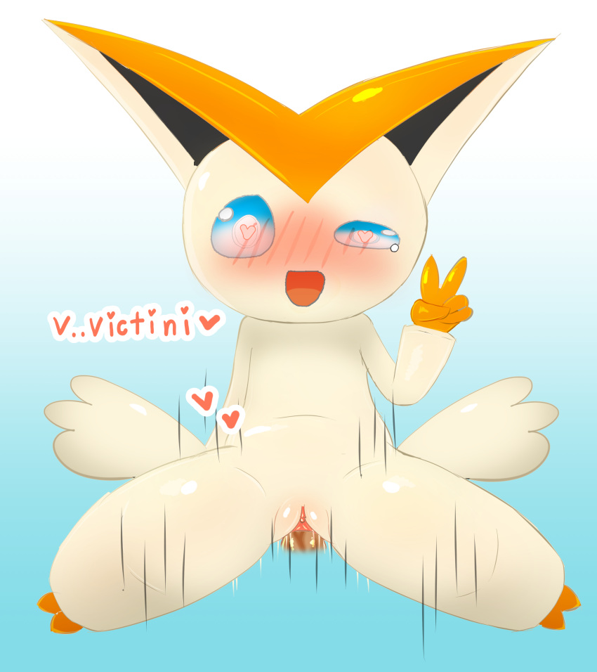 <3_eyes absurd_res blue_eyes blush blush_lines cowgirl_position dr.francat female from_front_position furry genitals heart hi_res humanoid interspecies legendary_pokémon male male/female nintendo on_bottom on_top penis pokémon_(species) poképhilia pokemon pussy pussy_blush sex solo text victini video_games