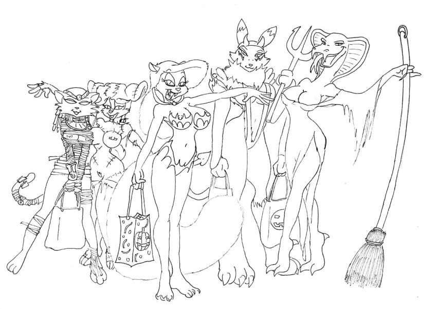 aladdin animaniacs bonkers boobs crossover digimon disney fawn_deer fez_(artist) minerva_mink mirage_(aladdin) monochrome nipples renamon sketch