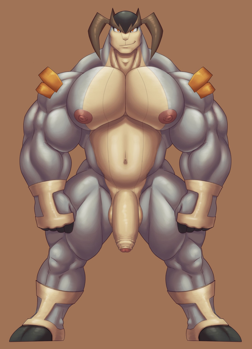 1boy anthro anthrofied balls bara big_balls big_muscles big_nipples big_pecs big_penis brown_background flaccid gay genitals grey_body hi_res huge_cock huge_muscles huge_pecs huge_penis hunnipanda legendary_pokémon looking_at_viewer male male_only manly muscle muscles muscular muscular_anthro muscular_male navel nintendo nipples nude pecs penis pokémon_(species) pokémorph pokemon simple_background smiling smiling_at_viewer solo solo_male standing terrakion thick_legs thick_penis thick_thighs uncut video_games yaoi