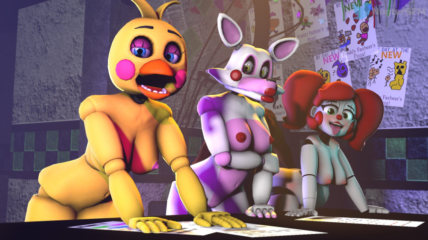 3d accurate_art_style baby_(fnafsl) beak circus_baby circus_baby_(fnaf) five_nights_at_freddy's five_nights_at_freddy's_2 mangle_(fnaf) nugter so87baby summer_of_87_baby toy_chica_(classic) toy_chica_(fnaf)