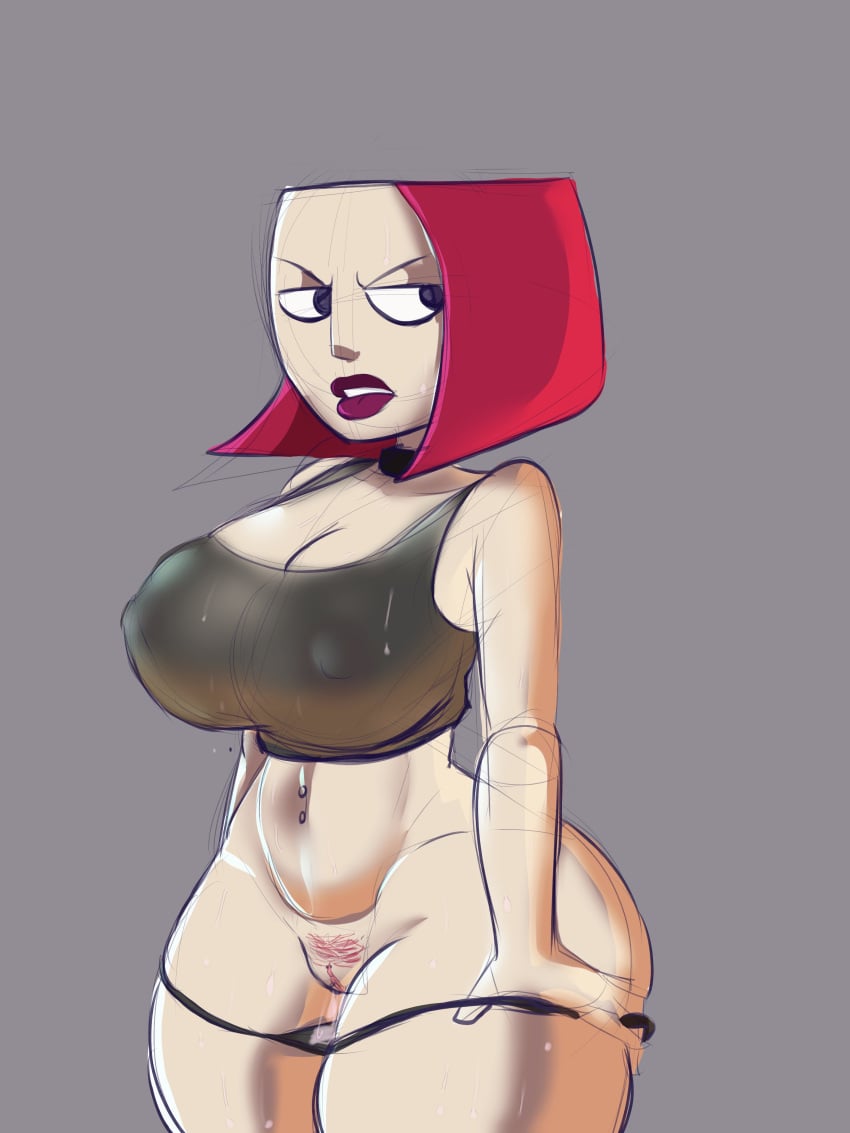 based_on_a_real_person busty clone_high female female_focus female_only goth hourglass_figure joan_of_arc_(clone_high) mtv pale-skinned_female pale_skin panties pulling_panties purple_hair solo tagme tool01k wide_hips