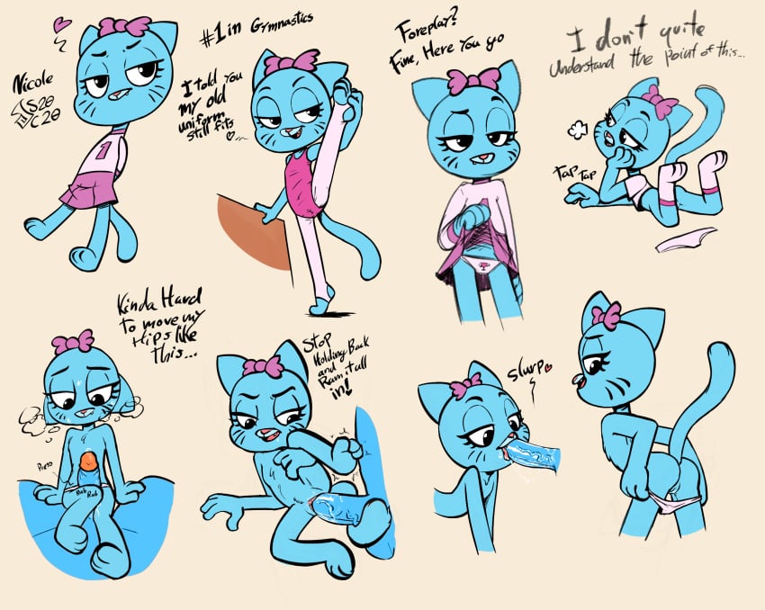 1boy 1boy1girl 1girls aged_down anthro anthro_on_anthro anthro_only anthro_penetrated anthro_penetrating anthro_penetrating_anthro blue_body cartoon_network cat catgirl cub cum dialogue domestic_cat eyelashes female female_cub functionally_nude fur furry furry_female furry_male furry_only gumball_watterson gymnast incest male male/female mother mother_and_son nicole_watterson nude panties pigeon-toed son soulcentinel splits text the_amazing_world_of_gumball thigh_sex third-party_edit time_travel vaginal_penetration vertical_splits