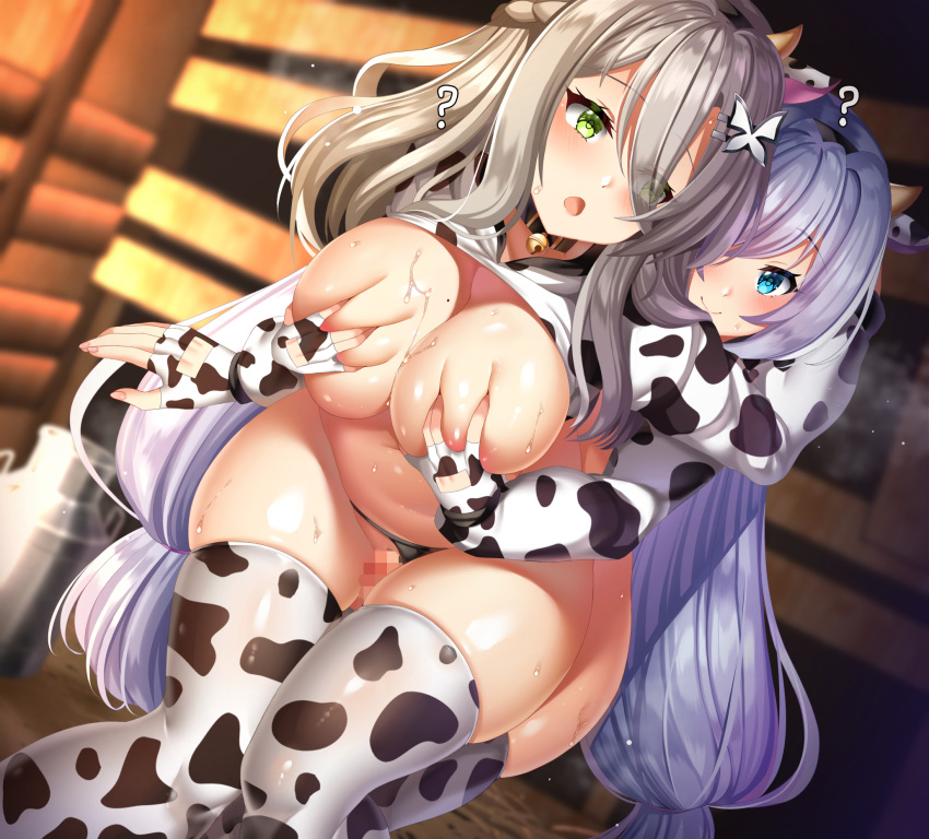 1futa 1girls areolae big_breasts breast_grab breasts cow_print duo female from_behind futa_on_female futanari groping groping_breasts groping_from_behind human knees_together_feet_apart lee_nabi light_skin maze_yuri nude pale_skin penis skindentation soul_worker stella_unibell tagme tagme_(character) thigh_sex thighhighs