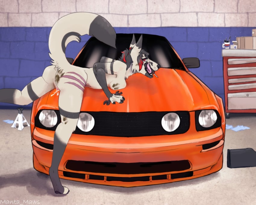 anthro ass bodily_fluids canid canine cum cum_in_pussy cum_inside female ford ford_mustang fox genital_fluids mammal manta_maws natany scared solo