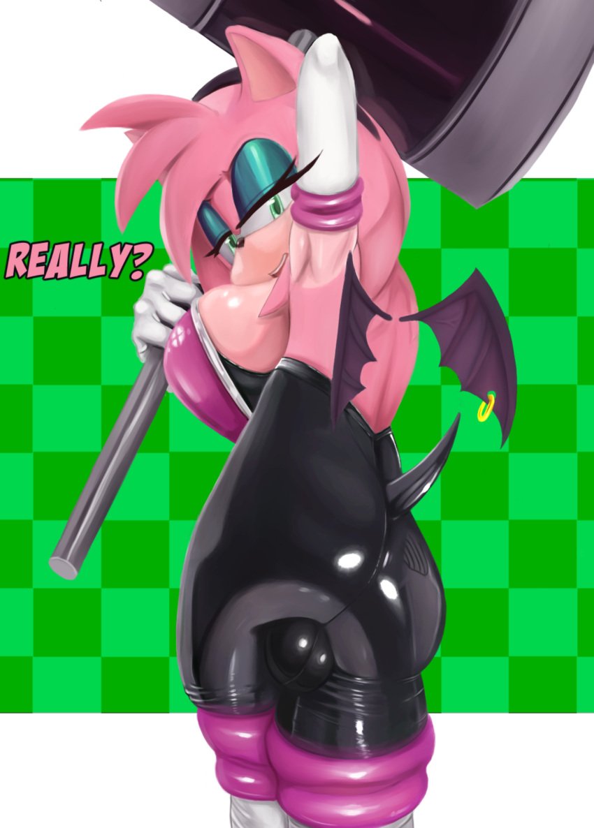 1futa a_name_for_me alternate_breast_size alternate_costume amy_rose amy_rose_(warfaremchine) amy_the_bat anthro ass balls_outline big_breasts big_butt breasts clothing elbow_gloves eulipotyphlan furgonomics furry furry-specific_piercing futanari genital_outline gloves gynomorph hedgehog hereapathy hi_res intersex latex latex_suit mammal piercing rouge_the_bat_(cosplay) rubber rubber_suit sega solo sonic_(series) sonic_the_hedgehog_(series) wing_piercing