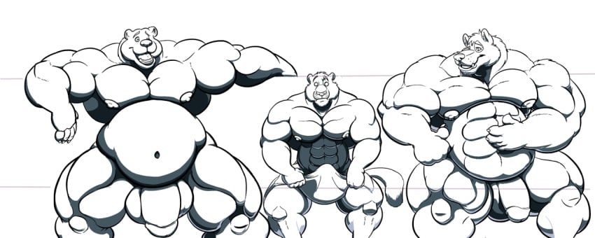 2013 abs anthro balls bear belly biceps big_muscles canine chubby erection feline fur heavy male male_only mrfurry muscles nipples nude obese overweight pecs penis pose siriusdog smile wakita wolf