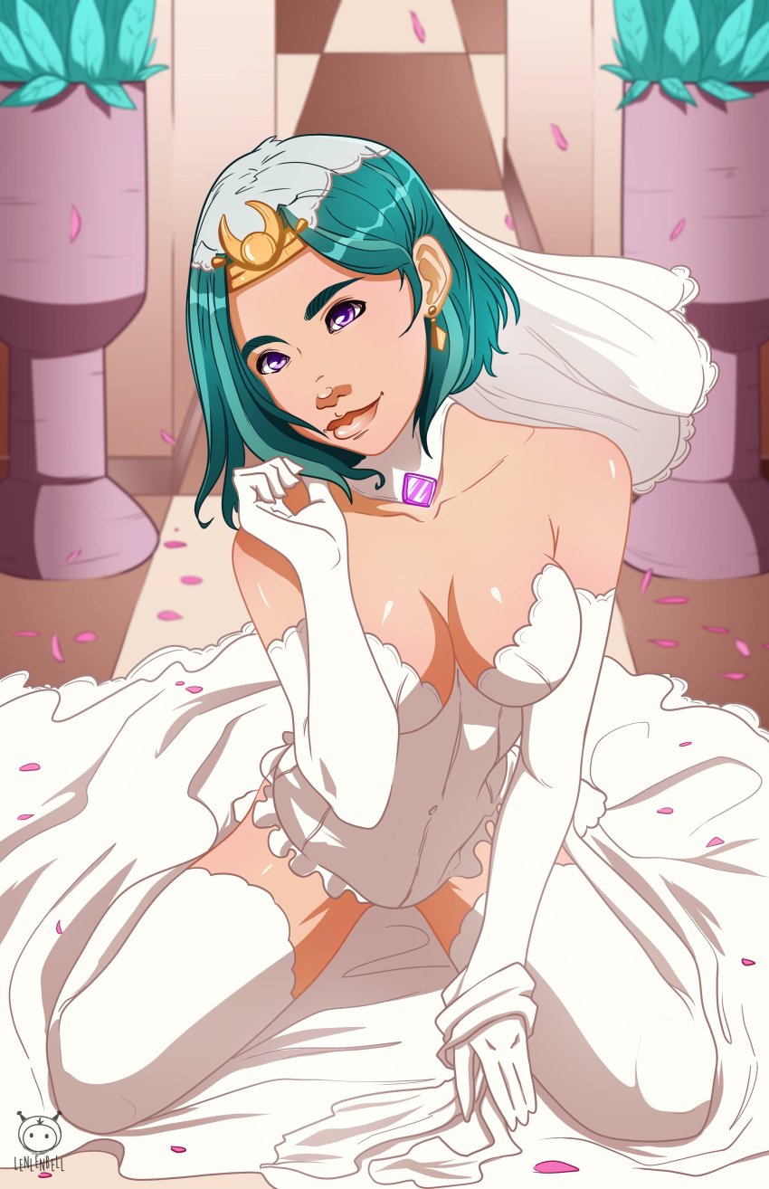 1girls bridal_veil bride clothed earrings female female_only friendship_is_magic gloves humanized lenlenbell my_little_pony on_knees partially_clothed solo somnambula_(mlp) stockings