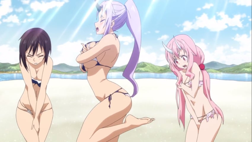 3girls beach big_ass big_breasts big_butt busty covering covering_breasts covering_crotch covering_pussy covering_self covering_up demon_girl demon_horn demon_horns dragon_girl dragonewt dragonoid embarrassed embarrassed_nude_female embarrassment enf female_only horn horned_humanoid horns kijin kunoichi monster_girl multiple_girls ninja official_art ogre ogre_princess ogres oni_girl oni_horn oni_horns petite pink_eyes pink_hair ponytail princess screen_capture screencap screenshot secretary shion_(tensei_shitara_slime_datta_ken) shuna_(tensei_shitara_slime_datta_ken) souka_(tensei_shitara_slime_datta_ken) sunshine swimsuit swimsuits swimwear tagme tattered_clothing tensei_shitara_slime_datta_ken that_time_i_got_reincarnated_as_a_slime tied_hair torn_clothes torn_clothing violet_hair young