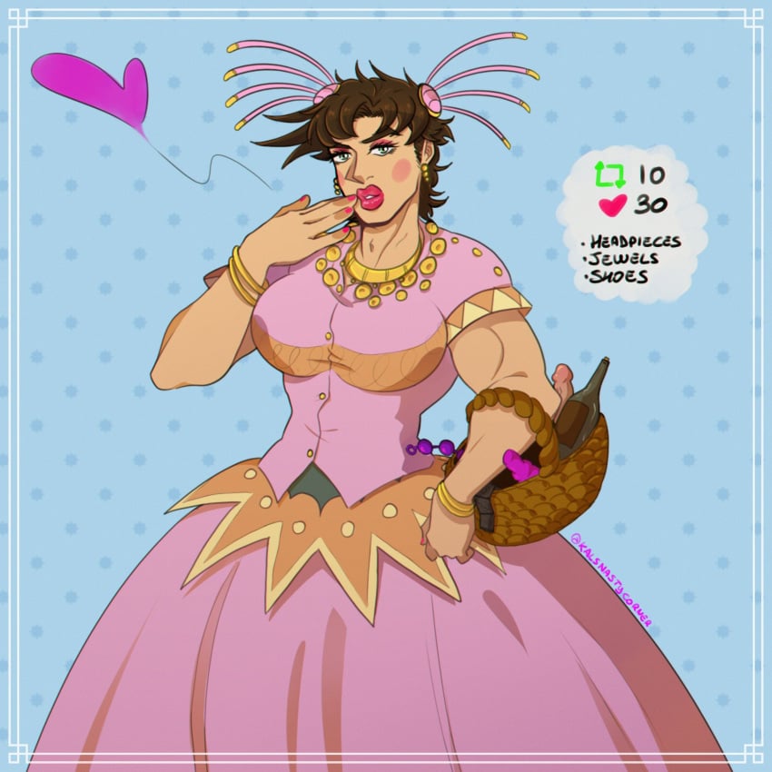 1boy battle_tendency canon_crossdressing crossdressing jojo's_bizarre_adventure joseph_joestar kalsnastycorner male male_only manly_crossdresser solo tequila_joseph