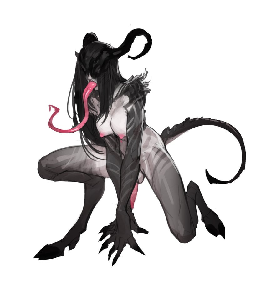 1futa areolae balls big_breasts black_arms black_hair black_legs black_lips breasts claws covered_eyes covered_penis demon_futa demon_girl demon_horns demon_tail demoness dickgirl erect_nipples erection futa_only futanari hooves horn intersex long_hair long_tongue mistveil nipples nude penis pink_nipples pink_penis tarakanovich