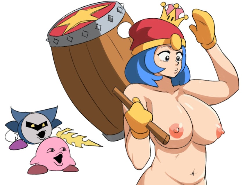 1girls big_breasts blue_hair breasts funny huge_breasts humanized king_dedede kirby kirby_(series) mario_(series) meme meta_knight new_super_mario_bros._u_deluxe nude pog pogchamp rule_63 super_crown tinafate1