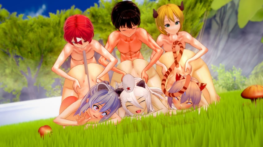 3boys 3d 3girls abs bent_over daebom_(character) huge_ass huge_breasts koikatsu kv2(daebom) maledom maus mouse_ears mouse_tail outdoors self_upload sixsome spyro_(spyrodragon2003) spyrodragon2003 sturmtiger subscriber_kun tagme tiger_ears tiger_tail war_thunder