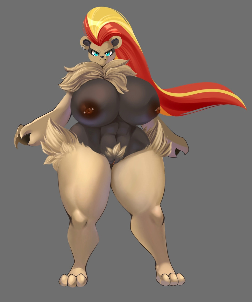 anthro aquillasnail big_breasts breasts female female_only furry hi_res nude_female pokémon_(species) pokemon pubic_hair pussy pyroar tagme thick_thighs