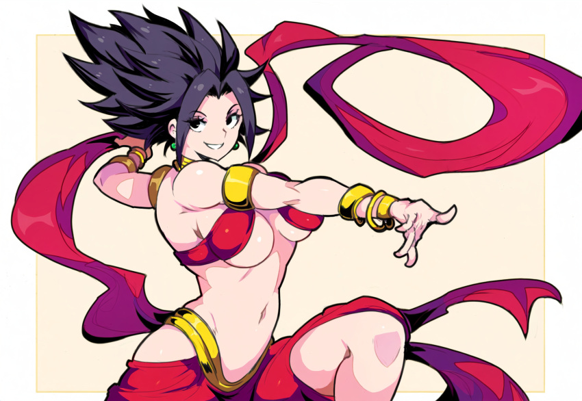 ai_generated alien alien_girl belly_dancer belly_dancer_outfit caulifla curvaceous dancer dancer_outfit dragon_ball dragon_ball_super female harem_outfit large_breasts mullon novelai saiyan thick_thighs