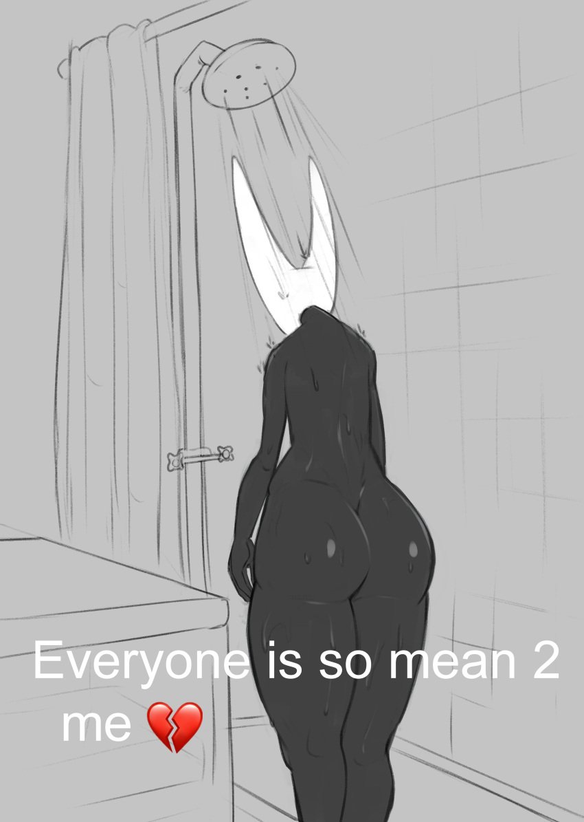 1girls ass big_ass big_butt everyone_is_so_mean_2_me fat_ass female female_only hollow_knight hornet_(hollow_knight) insect_girl insect_humanoid insectoid large_ass large_butt lumu meme naked nude shower showering thick thick_ass thick_thighs thighs wet wet_body wet_skin