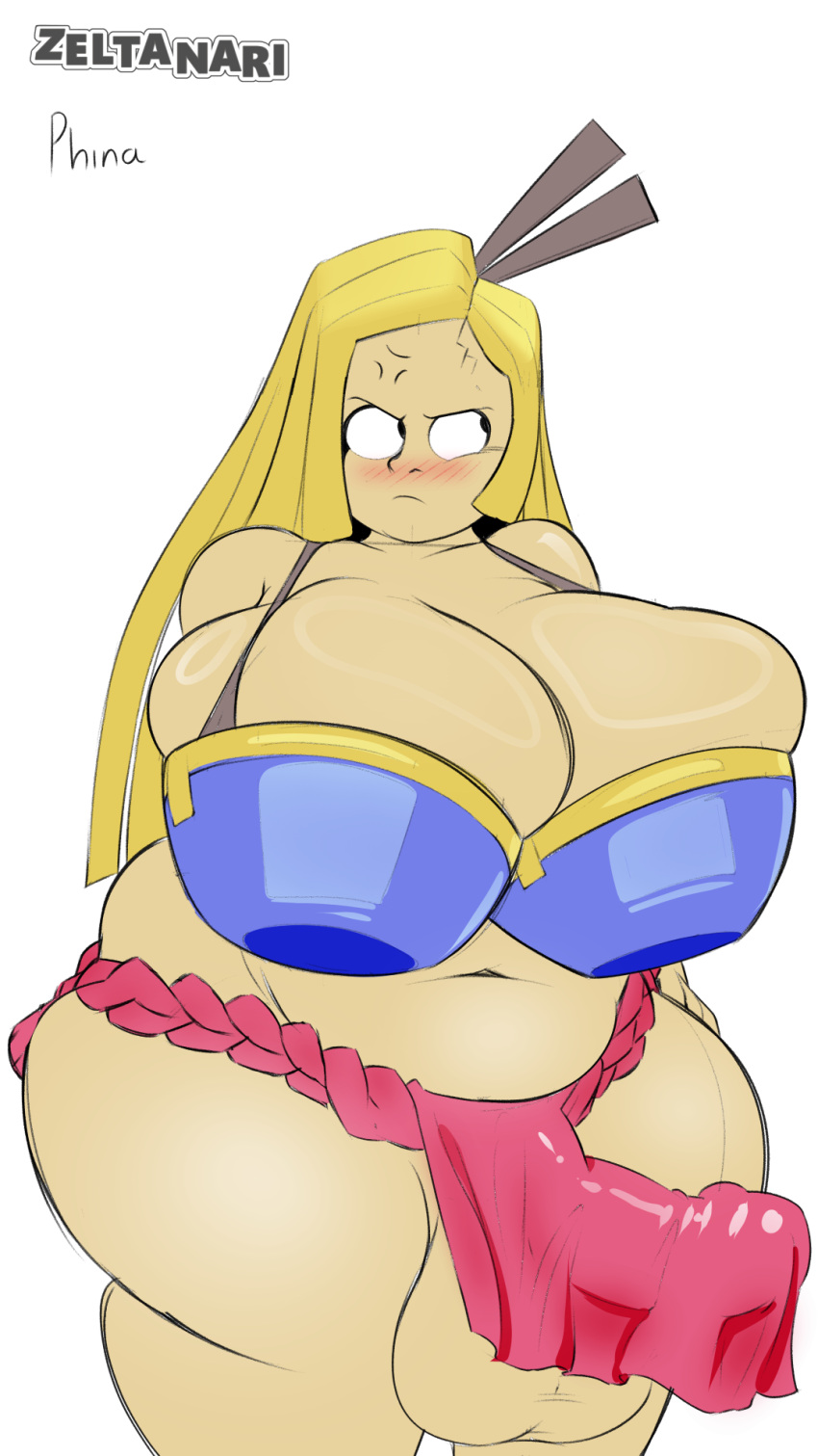 1futa balls big_ass big_balls big_breasts big_butt big_penis blonde_hair blush blushing bursting_breasts clothed clothing earrings embarrassed erection erection_under_clothes eyes_half_open fat fat_woman futa_only futanari huge_ass huge_breasts huge_cock human kindle_(zeltanari) light-skinned_futanari light_skin loincloth loincloth_bulge looking_away mostly_nude muffin_top phina_(zeltanari) solo standing tenting zeltanari