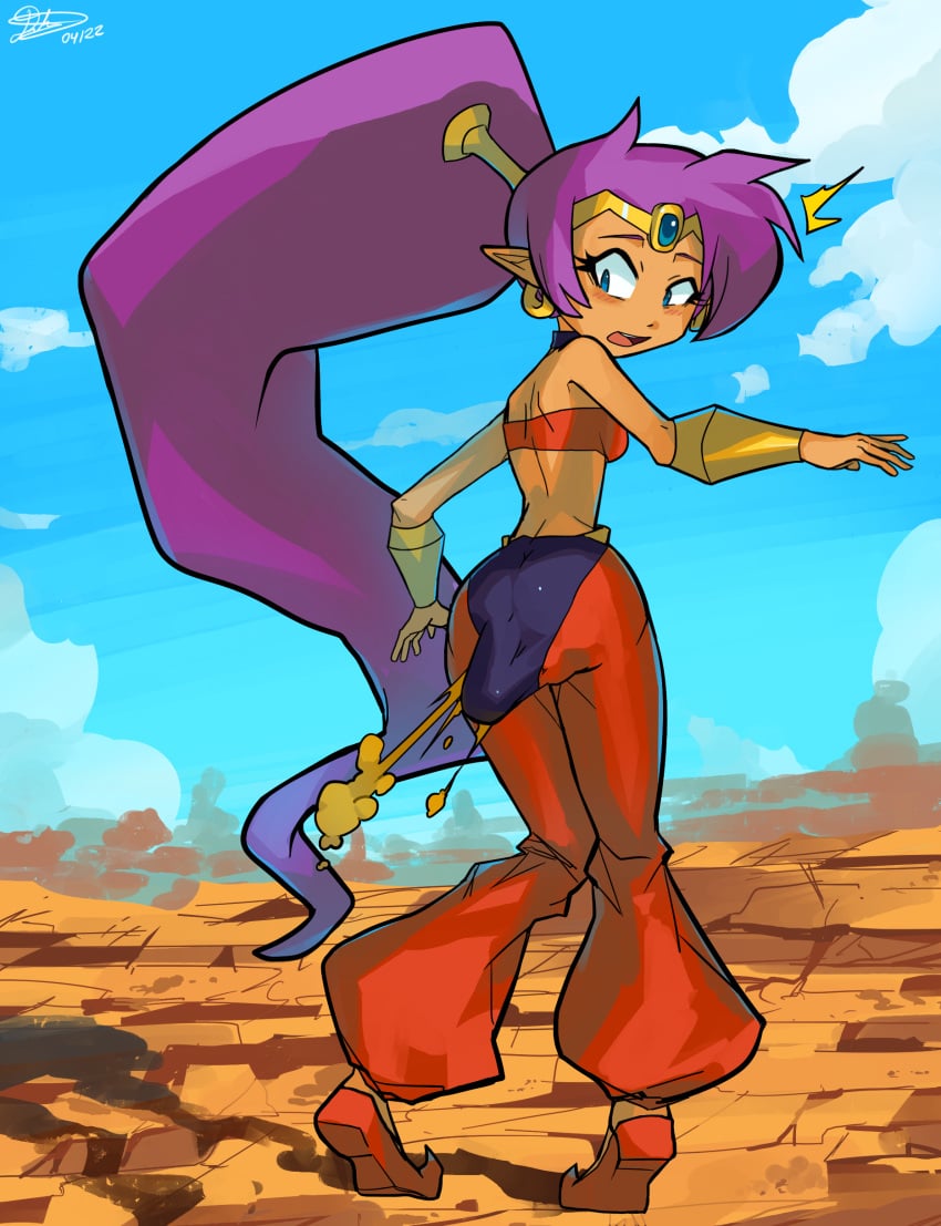 ass ass embarrassed fart fart_cloud fart_fetish poop_in_pants scat shantae shantae_(character) shit shit_in_pants shitting shocked soiling sound_effects usagaijin