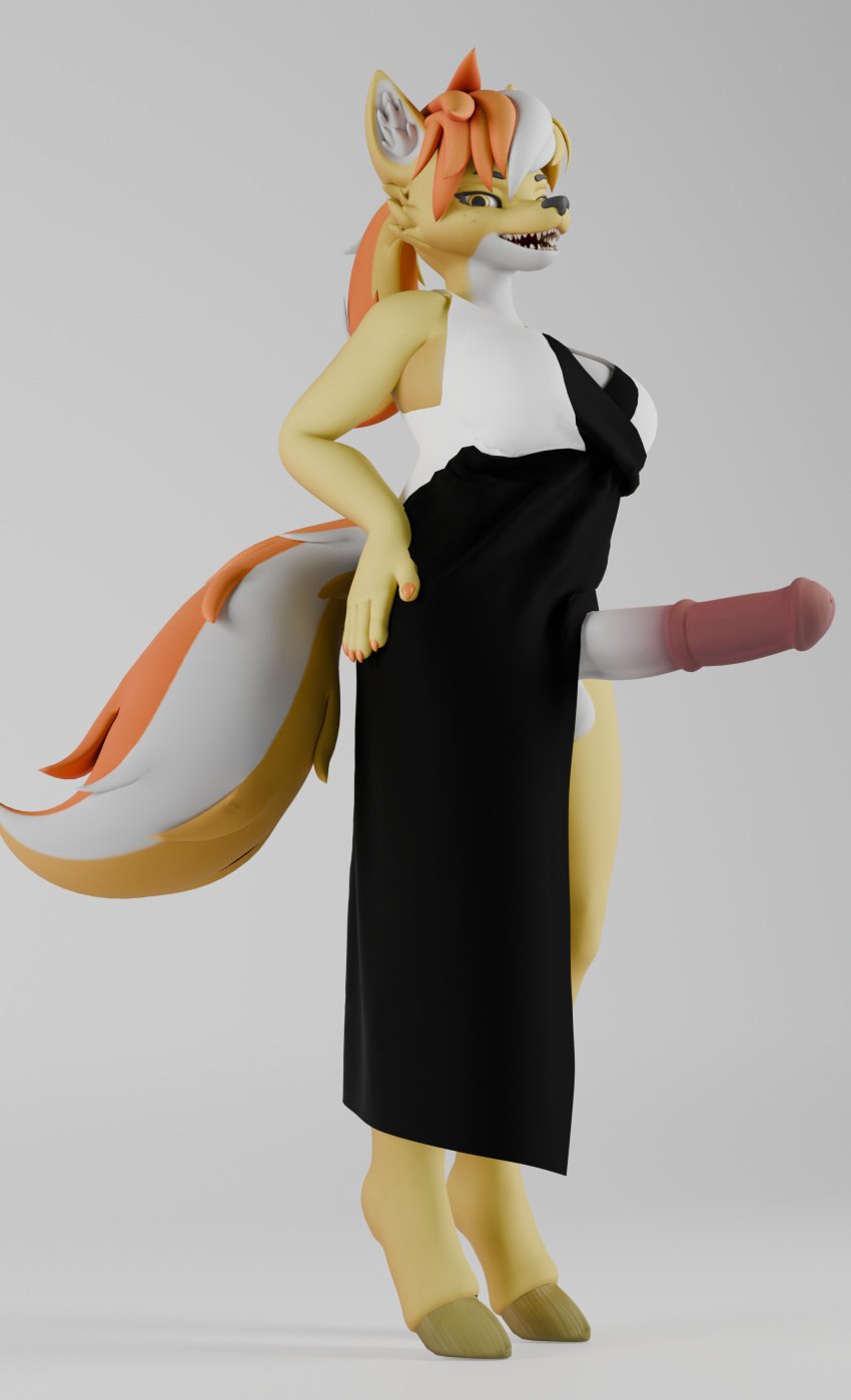 3d_(artwork) absurd_res animal_genitalia animal_penis anthro canid canine canis clothing digital_media_(artwork) dress equid equine equine_genitalia equine_penis erection genitals gynomorph haolde haolde_(character) hi_res horse hybrid intersex looking_at_viewer mammal open_mouth penis solo wolf