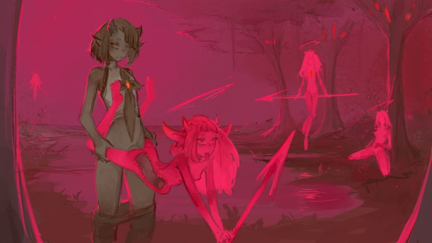 16:9 1boy 3girls ahe_gao ambiguous_penetration angel ass bangs black_hair breasts clothed clothed/nude clothed_male_nude_female clothing demon demon_humanoid duo_focus female female_penetrated femboy femboy_on_female femboydom femsub floating forest from_behind_position genitals girly glowing grey_body grey_skin group hair halo hi_res holding_object holding_spear holding_weapon horn horned_humanoid huge_cock humanoid humanoid_pointy_ears hung_trap kneeling long_hair looking_pleasured male male/female male_penetrating male_penetrating_female maledom melee_weapon monster_boy monster_girl multiple_girls nude open_mouth orange_eyes partially_clothed penetration penis pink_body pink_eyes pink_hair plant polearm see-through sex short_hair small_breasts spear standing stomach_bulge syvaron tongue tongue_out transparent_body tree weapon wheelbarrow_position widescreen x-ray