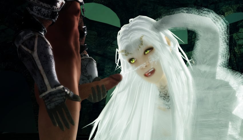 1boy 1girls crossbreed_priscilla cum cum_on_face dark_souls dragon dragon_girl ejaculation el_ratounador faceless_male facial fluffy_tail fromsoftware gauntlets giantess horn horns light_skin long_hair masturbation monster_girl nude pale_skin scales size_difference slit_pupils tail white_fur white_hair xnalara yellow_eyes