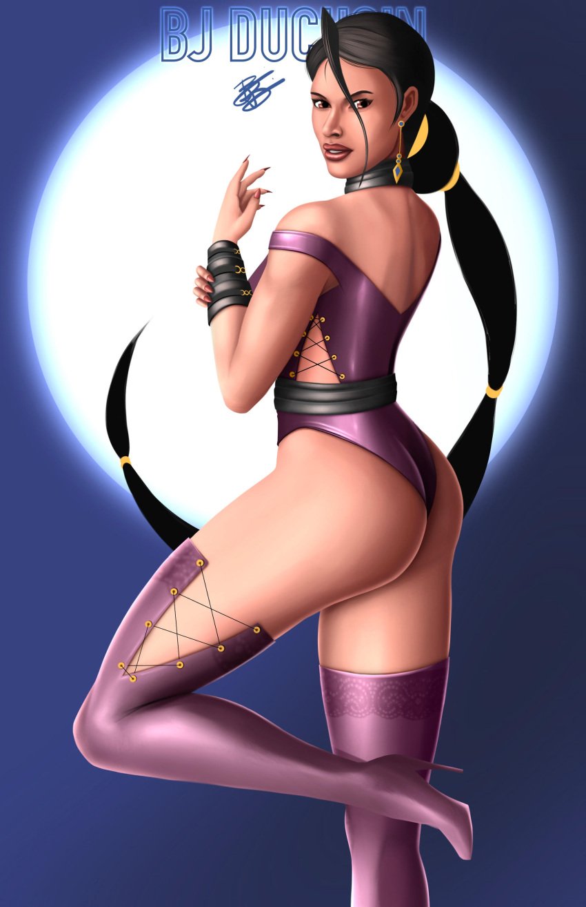 1girls 2d artist_name ass big_breasts bjducusin black_hair breasts busty cleavage clothing edenian female female_only hourglass_figure humanoid kitana kitana_(mk:deadly_alliance) large_breasts lipstick midway mortal_kombat mortal_kombat_deadly_alliance netherrealm_studios princess short_hair signature skimpy solo voluptuous