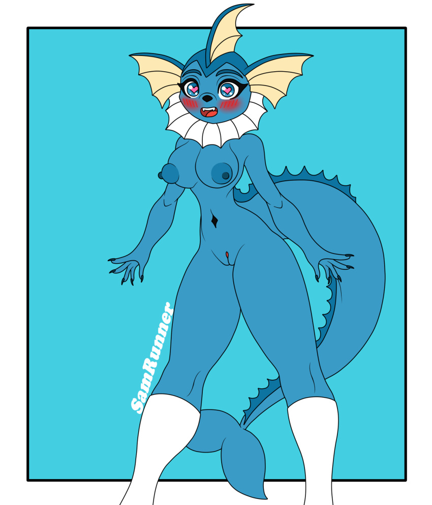 anthro breasts clothing eeveelution eeveelutions female female_only humanoid lingerie nintendo nipples nude nude_female pokémon_(species) pokemon pokemon_(species) presenting pussy samrunner school schoolgirl small_waist socks solo solo_female solo_focus spread_legs teacher thighs vaporeon video_games