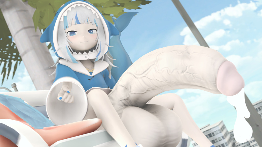 1futa 3d blue_eyes coaxel futa_only futanari gawr_gura hololive hololive_english hyper_balls hyper_penis large_balls large_penis precum_drip sfm shark_girl shark_tail small_but_hung smaller_futanari solo_futa source_filmmaker virtual_youtuber