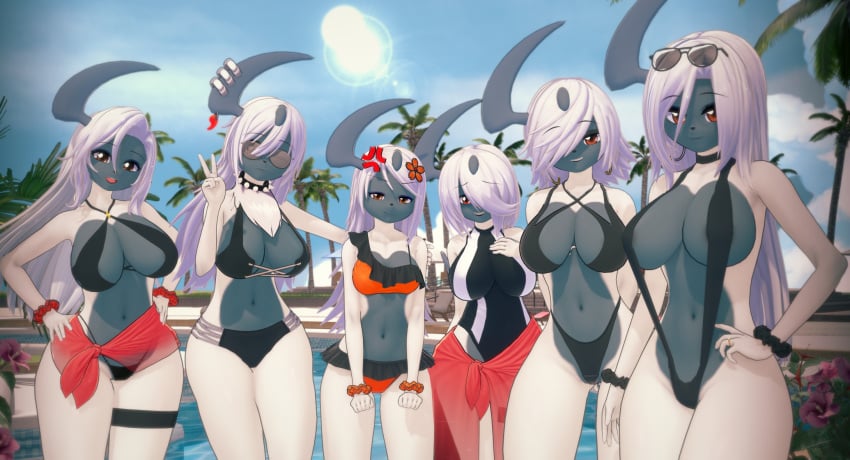 3d 3d_background 6female absol big_ass big_boobs big_breasts big_butt big_thighs bikini boobs braces briddle earrings envy eyeshadow family family_photo female female_focus female_only hair_ornament hair_over_one_eye happy happy_female hop_earrings horn koikatsu looking_at_viewer makeup milf milf_body mother mother_and_daughter multiple_girls one-piece_swimsuit one_eye_covered orange_eyes parent pareo peace_sign piercing piercings pokemon pokemon_(species) pokemon_only pool render_007 sling_bikini sling_swimsuit slingshot_bikini slingshot_swimsuit smaller_breasts smile smiling_at_viewer smirk smirking smirking_at_viewer smug smug_expression smug_eyes smug_face smug_grin smug_smile spiked_collar sunglasses sunglasses_on_head thick thick_ass thick_hips thick_legs thick_thighs voluptuous voluptuous_anthro voluptuous_body voluptuous_female voluptuous_milf