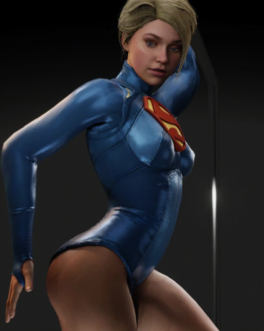 3d athletic_female big_ass big_butt biting_lip blonde_hair blue_eyes bubble_butt clothed dc dc_comics gif injustice_2 kara_danvers kara_zor-el leotard naughty_face open_mouth spanking spanking_ass supergirl supergirl_(injustice) superman_(series) thick_thighs xnell388 xps